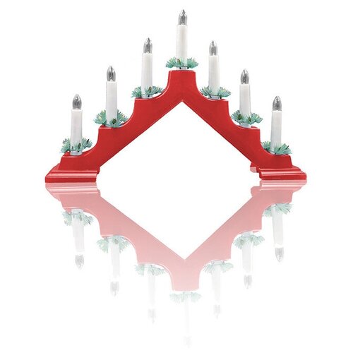 Светильник рождественская горка пластиковая с комплектом запасных лампочек 7 шт., красная