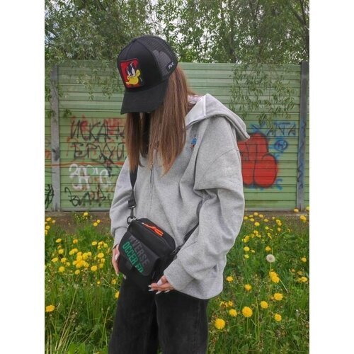 фото Сумка мессенджер повседневная, текстиль, полиэстер, черный нет бренда