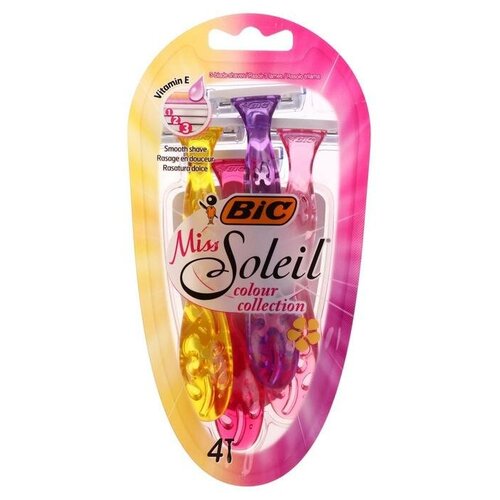 BIC Бритва женская BIC Miss Soleil Colour Collection, 3 лезвия, 4 шт