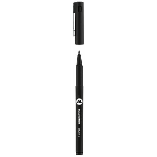 Ручка линер Molotow для скетчинга, иллюстраций, графического дизайна - цвет черный, Blackliner Brush S кисть перо 703213