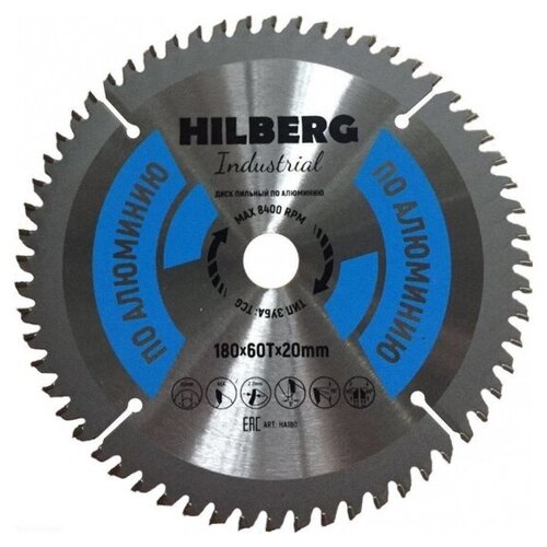 фото Диск trio diamond hilberg industrial ha180 пильный по алюминию 180x20mm 60 зуба