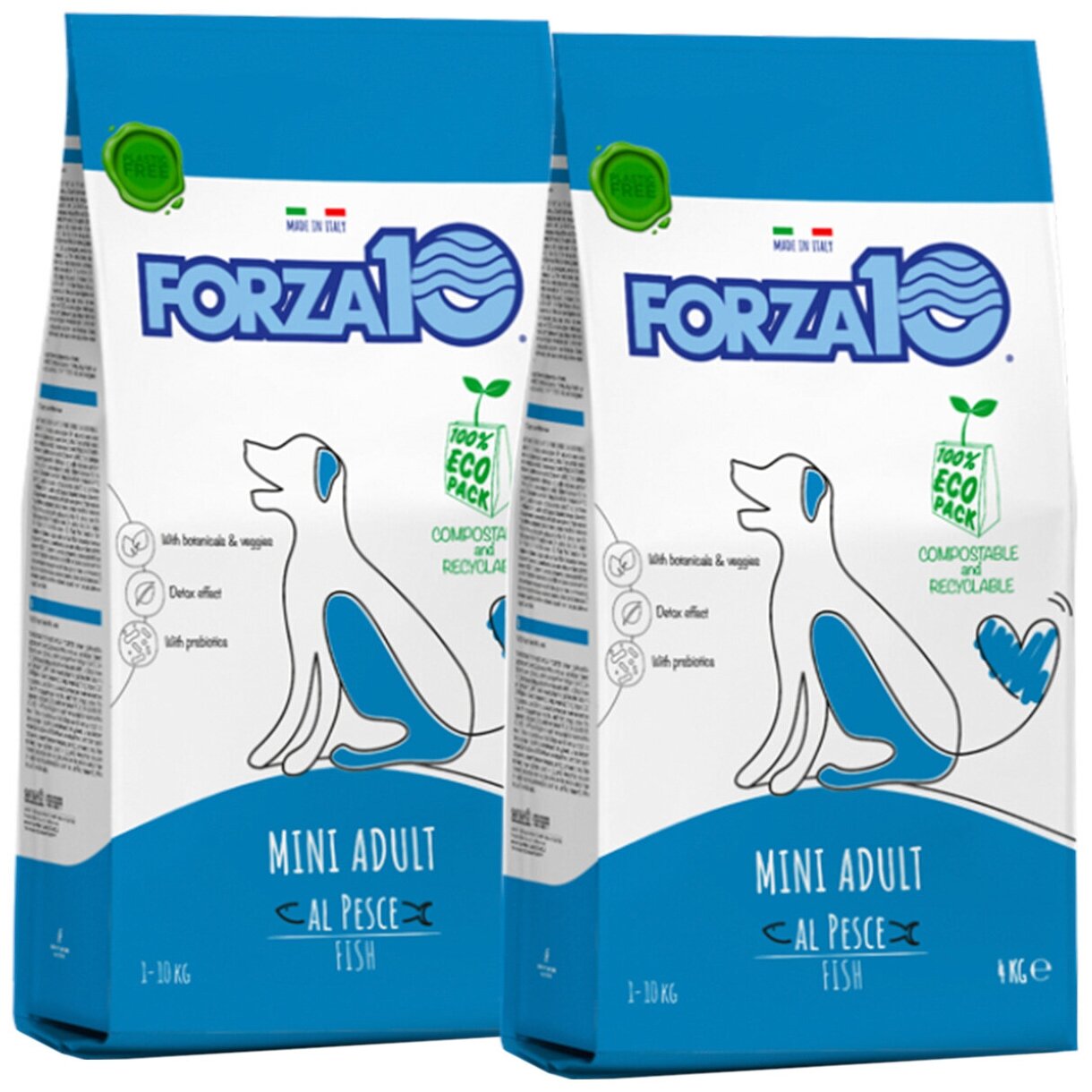 FORZA10 DOG MAINTENANCE ADULT MINI для взрослых собак маленьких пород с рыбой (4 + 4 кг)
