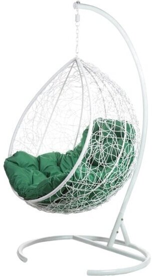 Подвесное кресло кокон Bigarden Tropica White (зеленая подушка)