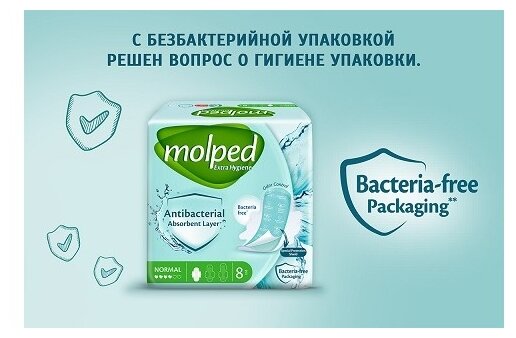 Прокладки Molped Нормал антибактериальные 8шт Хаят маркетинг - фото №18