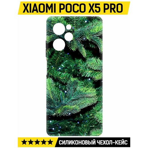 Чехол-накладка Krutoff Soft Case Еловые лапки для Xiaomi Poco X5 Pro черный чехол накладка krutoff soft case еловые лапки для honor x5 plus черный