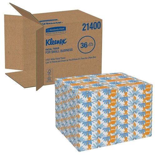 Салфетки косметические KIMBERLY-CLARK Kleenex 2-слойные (36 упаковок по 100 штук, артикул производителя 21400)1 шт