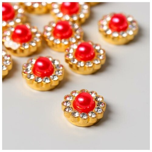 фото Арт узор декор для творчества пластик "цветок-жемчужина малина" набор 30 шт 1х1х0,5 см