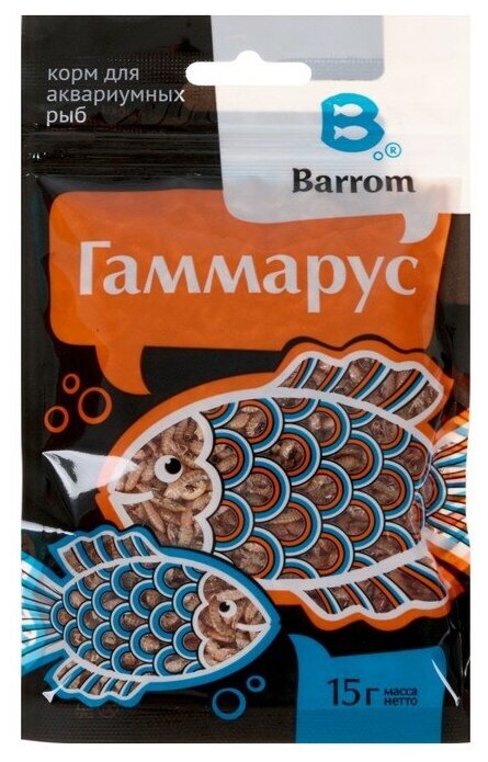 Barrom Корм для рыб и черепах Barrom Гаммарус тушка 15 г