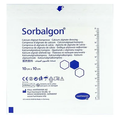 Повязка из волокон кальция-альгината Sorbalgon / Сорбалгон 10 см х 10 см