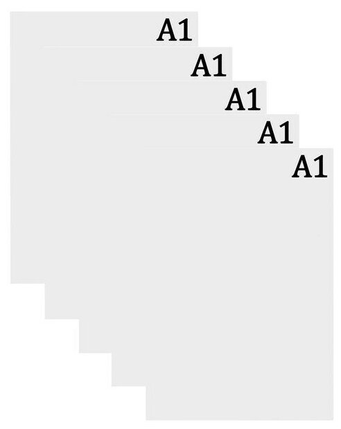 Набор 5 л ватман чертежный А1 200г/м2 В А1. (2589440)