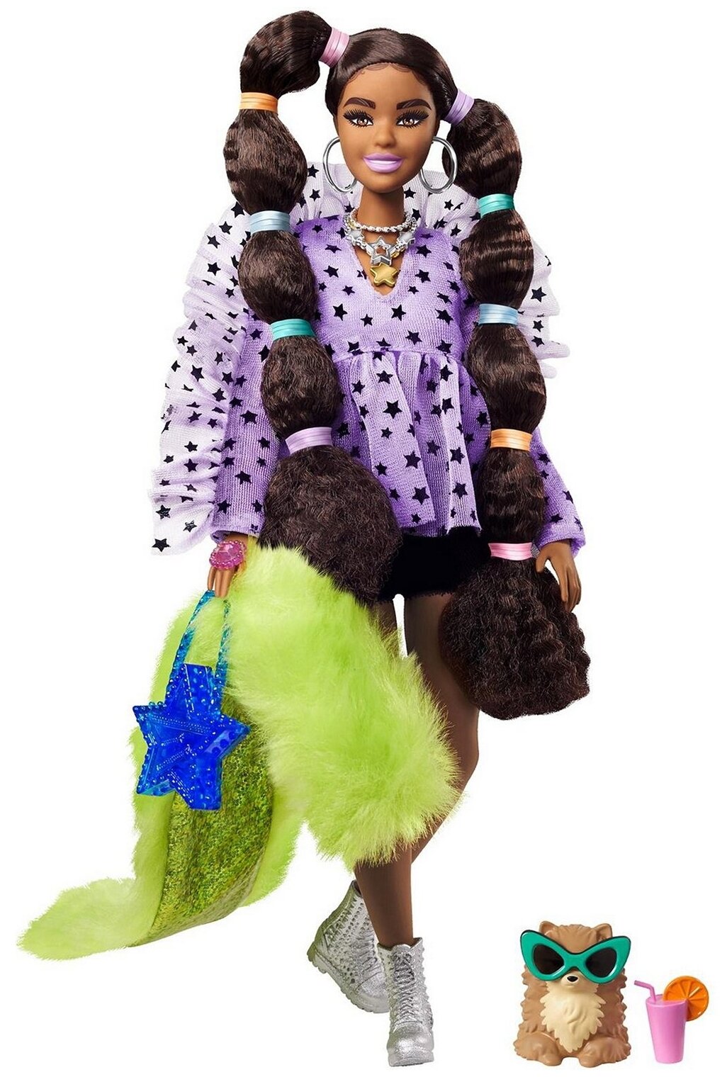 Barbie Кукла Экстра с переплетенными резинками хвостиками - фото №1