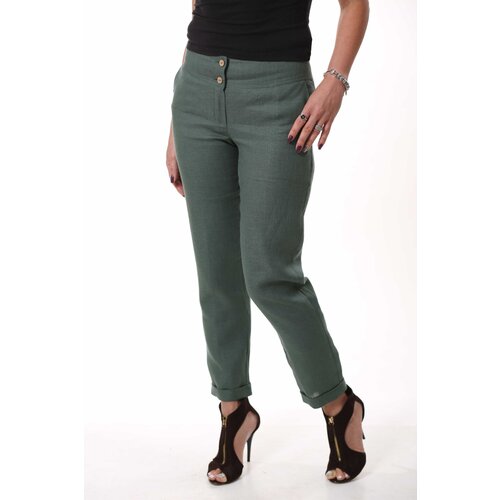 фото Брюки зеленые 54 россия " новый лён"