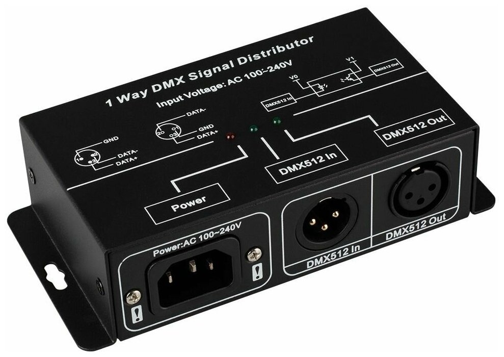 Усилитель DMX-сигнала LN-DMX-1CH (220V) (Arlight, IP20 Металл, 1 год)