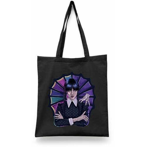 фото Сумка-шоппер унисекс каждому своё "уэнсдей/венсдей/wednesday" черная