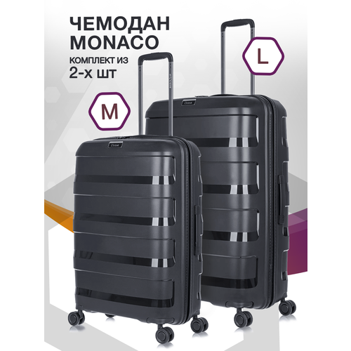 фото Комплект чемоданов l'case monaco, 2 шт., 129 л, размер m/l, черный