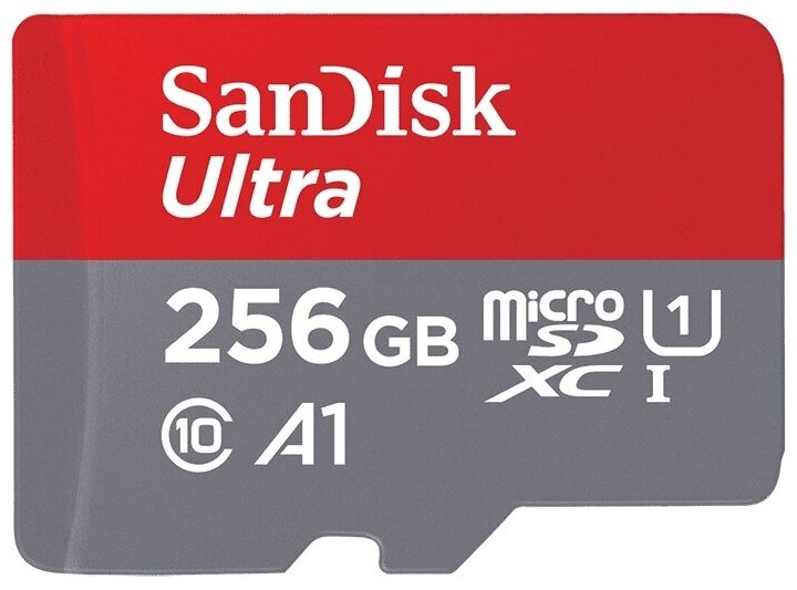 Карта памяти SanDisk Ultra microSDXC, 256GB, 100MB/s R, 4x6, 10Y