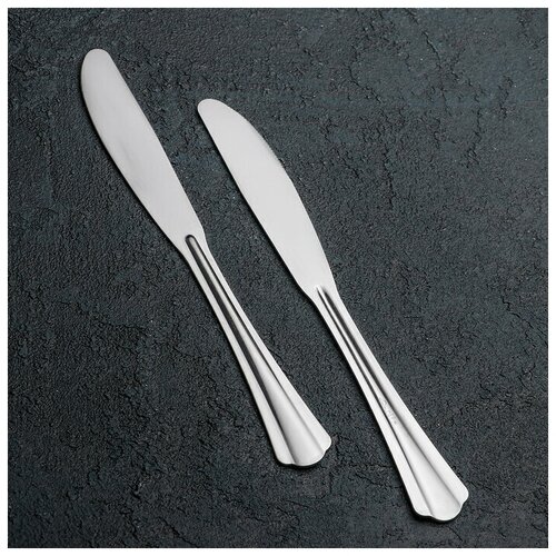 Нож столовый «Новинка», толщина 1,2 мм, упрощённой обработки, цвет серебряный(6 шт.)