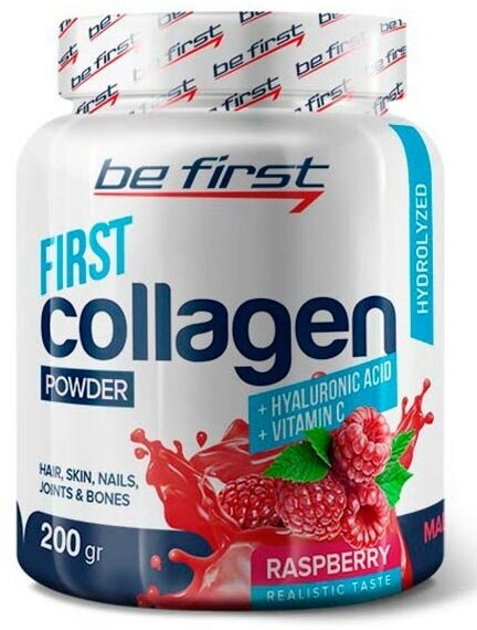 BeFirst, First Collagen + Hyaluronic Acid + Vitamin C (200 г) (малина)