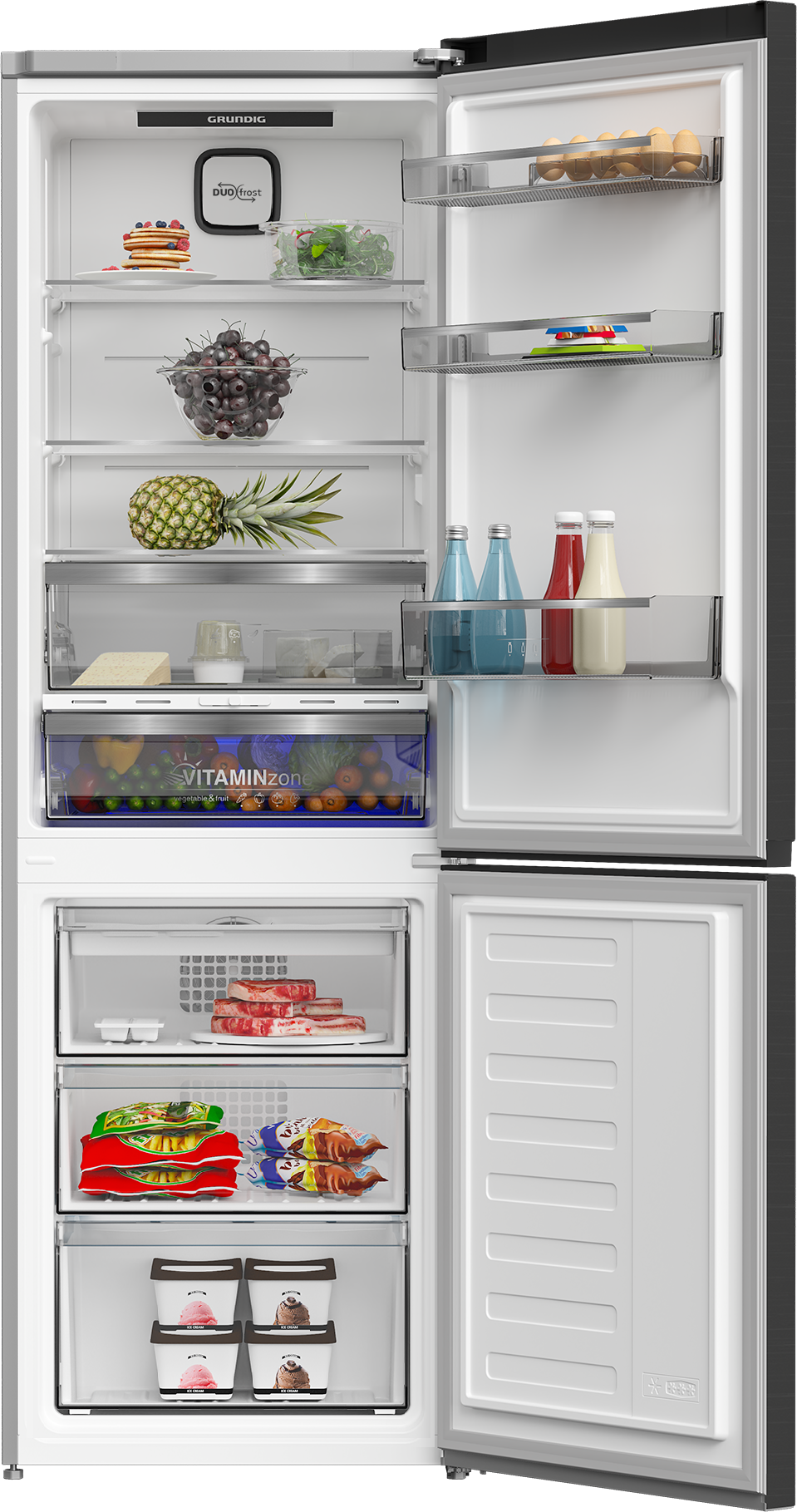 Холодильник с нижней морозильной камерой Grundig GKPN66830FXD - фотография № 2