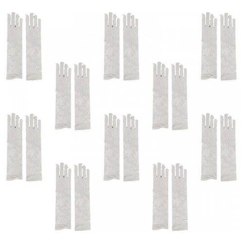 Перчатки женские взрослые кружевные Гэтсби длинные ажурные гипюр белые, 2 шт. (Набор 10 пар)