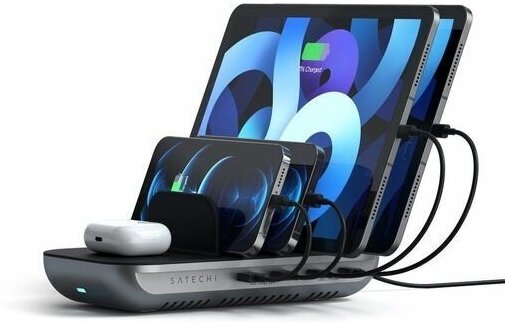 Зарядная станция для планшетов Satechi Dock5 Multi-Device Charging Station with Wireless Charging. Цвет: серый космос.