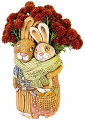 Авторское керамическое кашпо для цветов ручной работы, Кролики любовь-морковь