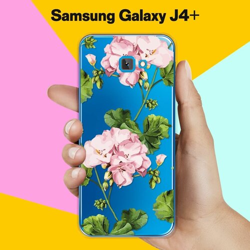 защитный чехол на samsung galaxy j4 самсунг джей 4 плюс прозрачный Силиконовый чехол на Samsung Galaxy J4+ Пионы / для Самсунг Галакси Джей 4 Плюс 2018