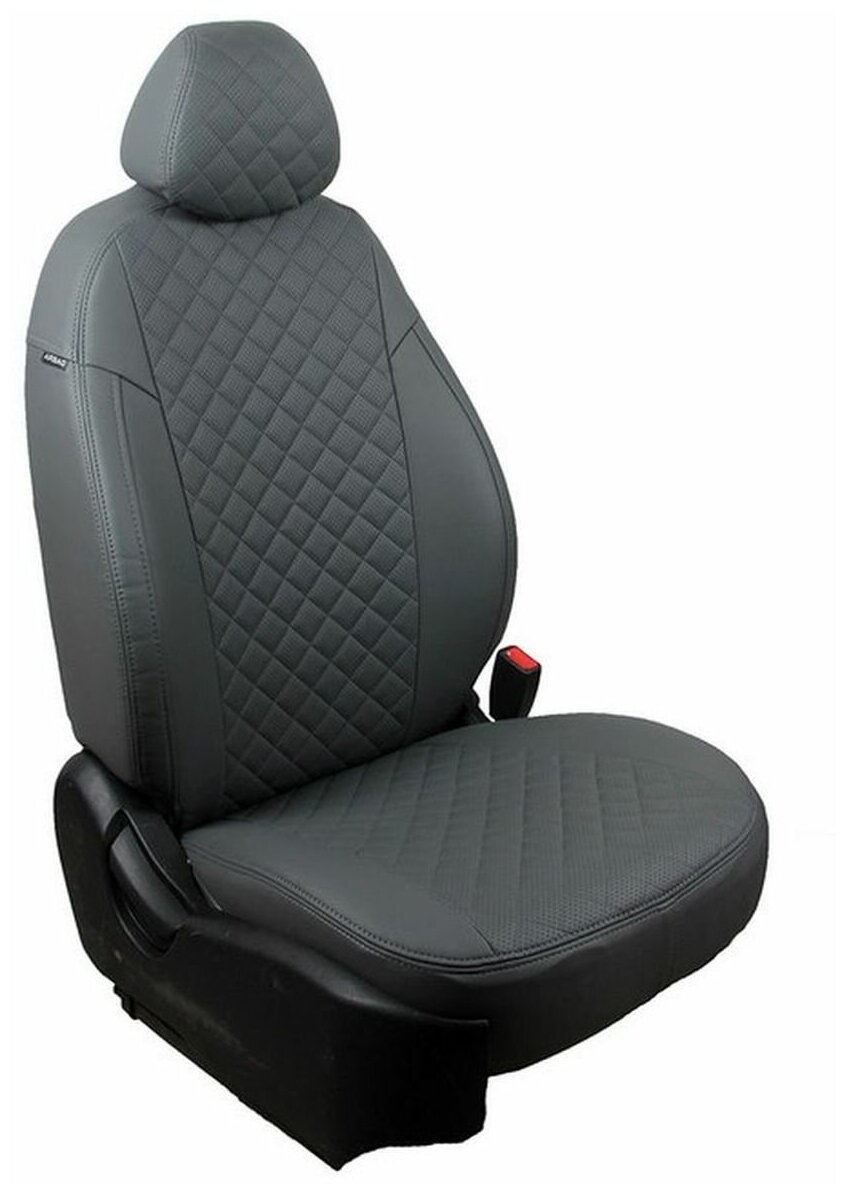 Чехлы на сиденья Nissan Pathfinder III (пасс. спинка трансформер) с 04-14г. Экокожа ромб Серый