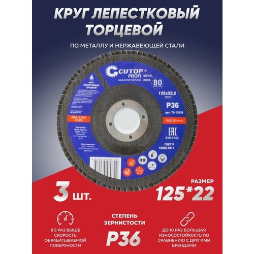 Круг шлифовальный лепестковый Катоп, торцевой 125х36х3