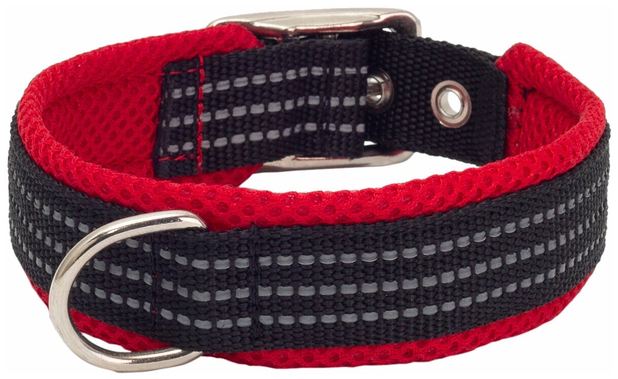 Ошейник для собак Каскад Premium нейлон мягкая подкладка красный 25 мм 39 – 45 см (1 шт)