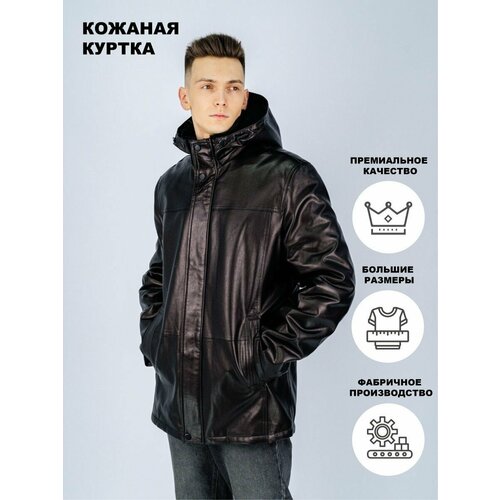Кожаная куртка FIRST MAN, размер 48, черный новинка 2023 осенне зимняя роскошная брендовая куртка модная повседневная куртка на молнии ветровка теплая куртка мужская одежда