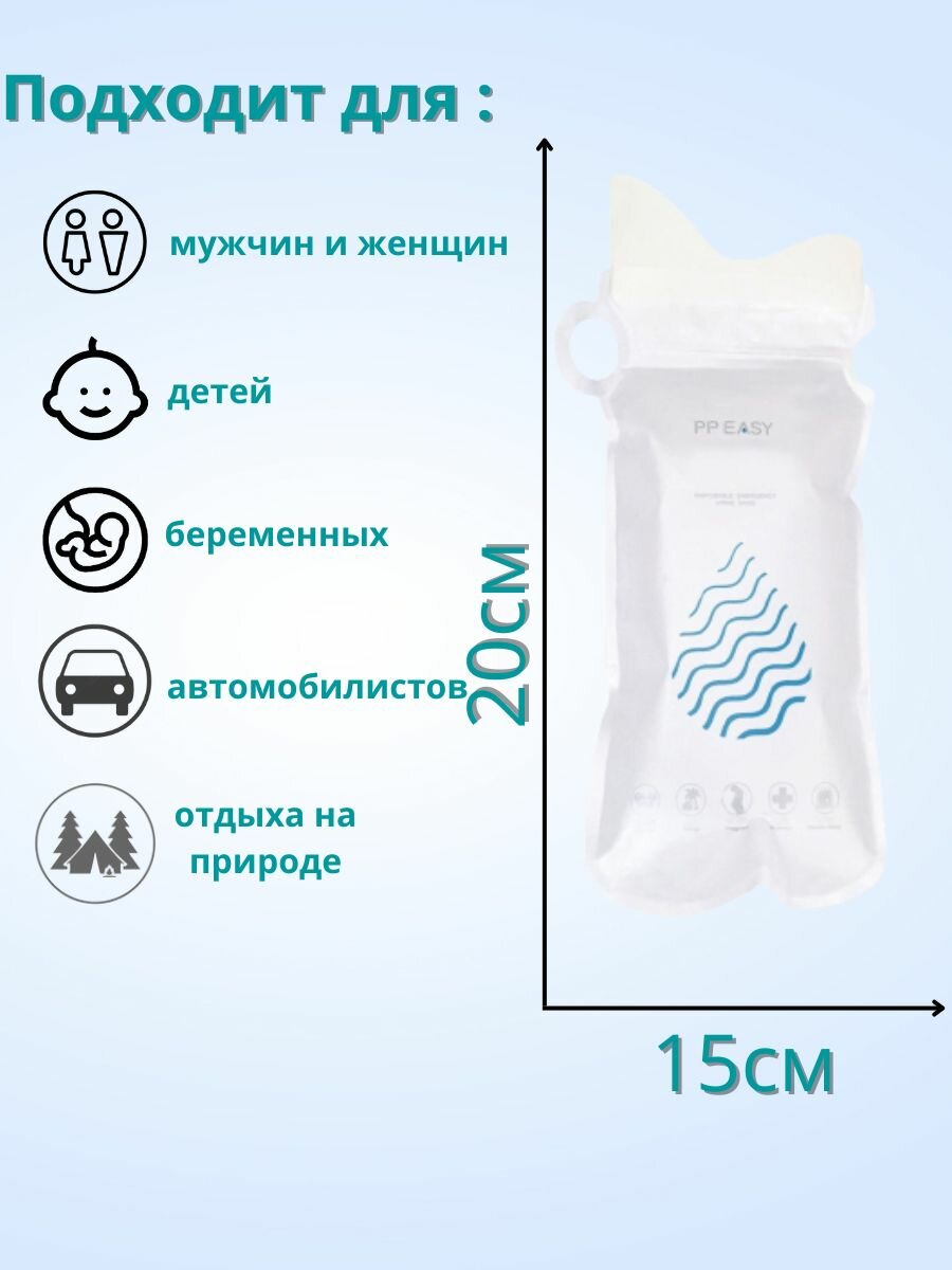 Писсуары Дорожные Мини туалет , с гелем, для укачивания и недержания мочи, цвет морская волна