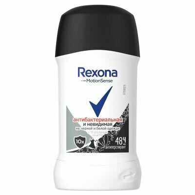 Rexona Дезодорант-стик Антибактериальный, Невидимый на чёрном и белом, 40 мл/