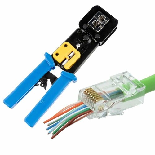 обжимной инструмент для витой пары rj45 кримпер deko dkct01 062 2222 Набор обжимной инструмент Стриппер/Кримпер и Разъем RJ45