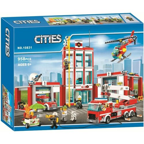 Конструктор (Bela) Cities 10831 Пожарная часть 958 дет.