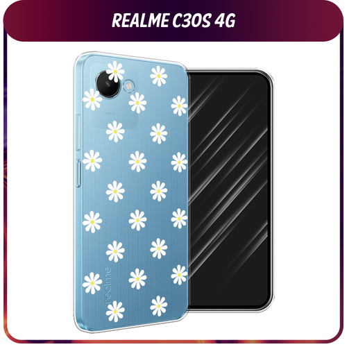 Силиконовый чехол на Realme C30S 4G / Реалми С30S 4G Маленькие ромашки, прозрачный силиконовый чехол на realme c30s 4g реалми с30s 4g лес 20