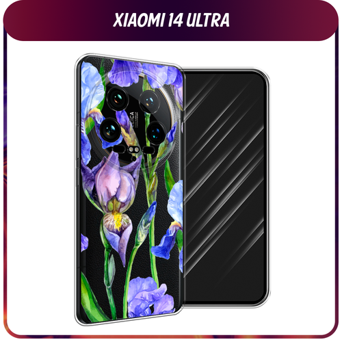 Силиконовый чехол на Xiaomi 14 Ultra / Сяоми 14 Ультра Синие ирисы, прозрачный силиконовый чехол на xiaomi 14 ultra сяоми 14 ультра дикие полевые цветы прозрачный