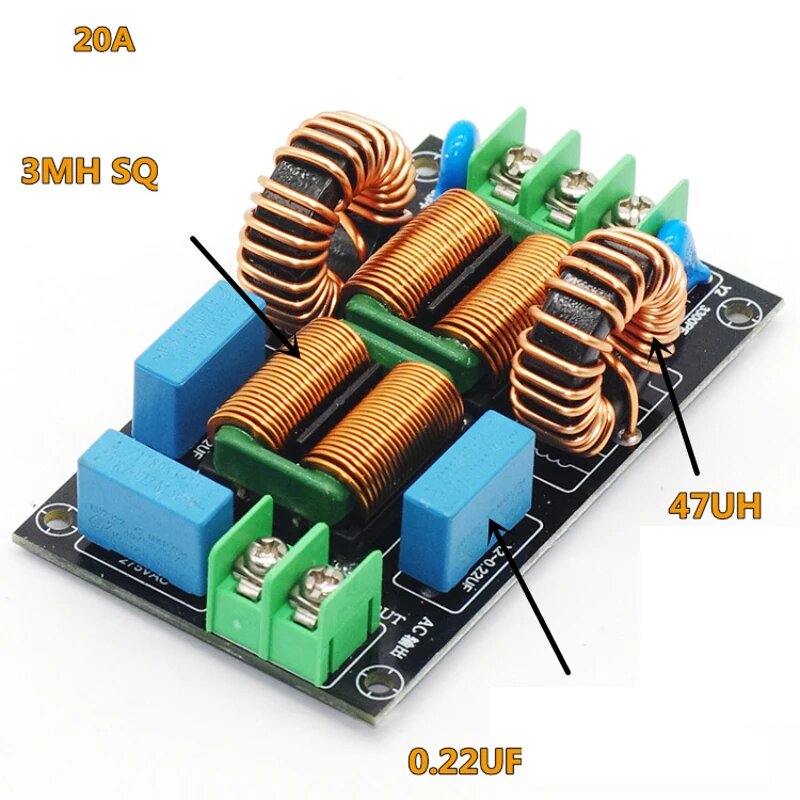 Dykbcells 3-ступенчатый фильтр электромагнитных помех 4A 10A 20A, 20A Finish Board