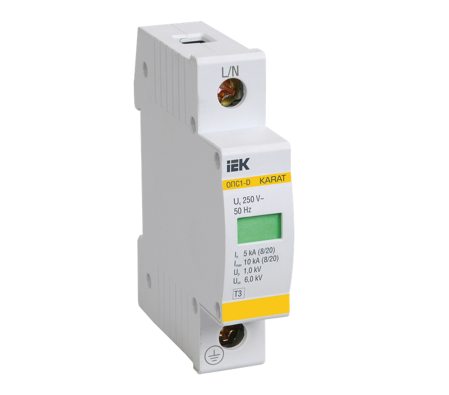 Ограничитель импульсных перенапряжений ОПС1-D 1 30/10кА 400B MOP20-1-D IEK