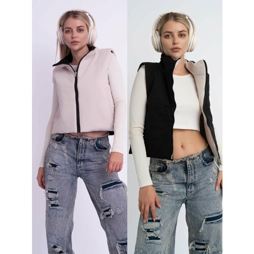 фото Жилет h&t collection, размер 46, бежевый/черный