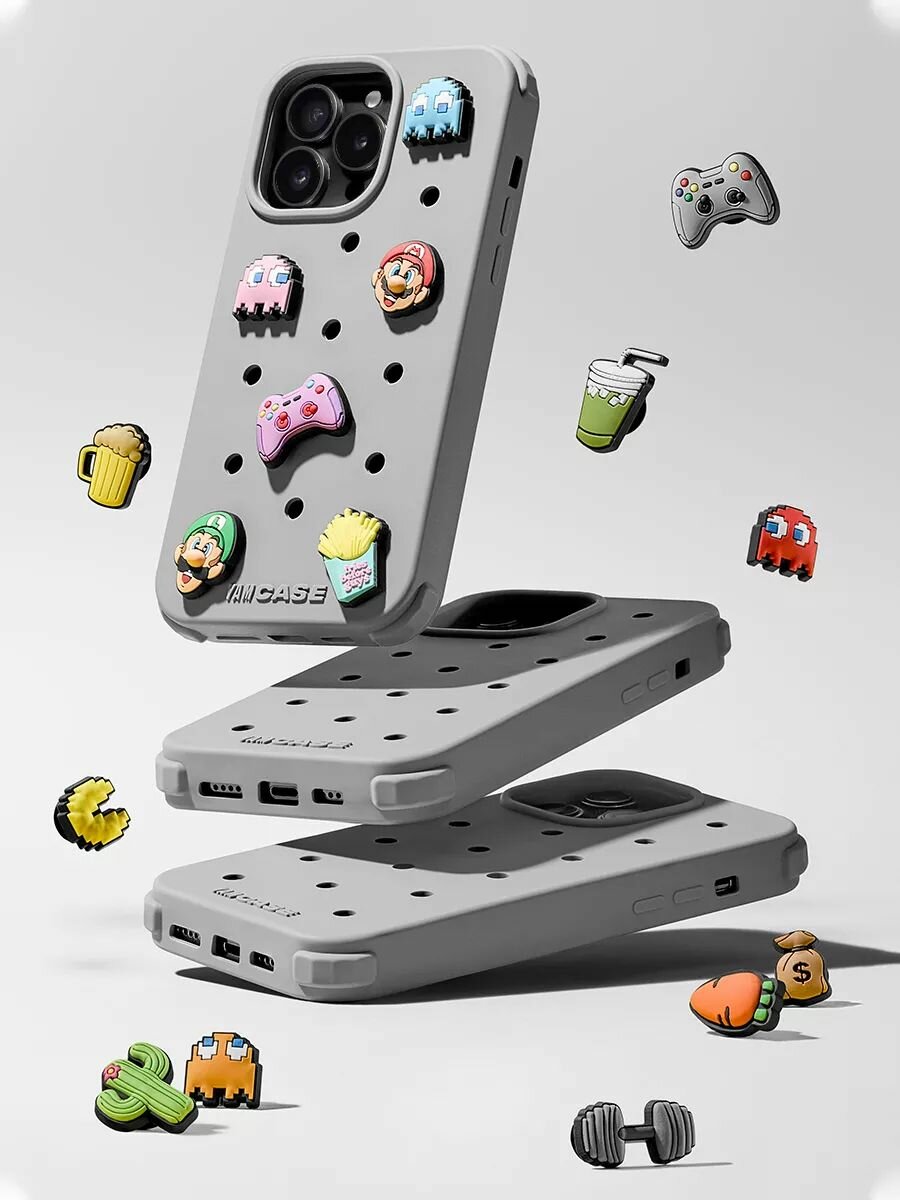 Чехол на iPhone 15 с принтом для jibbitz crocs — фото 1