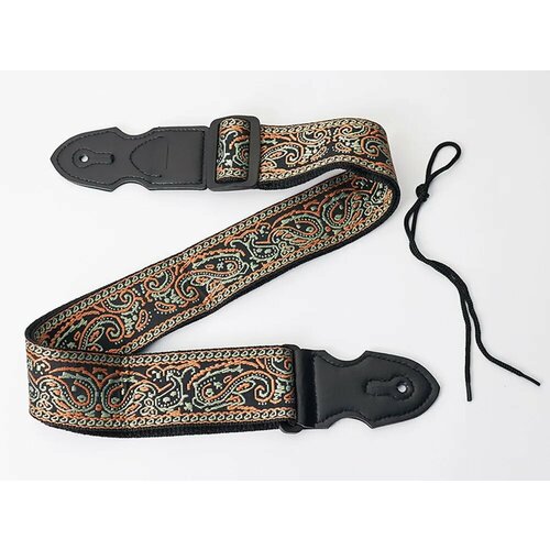 Ремень для акустической и классической гитары с этническим рисунком. Хлопок. 150 см. Темный узор