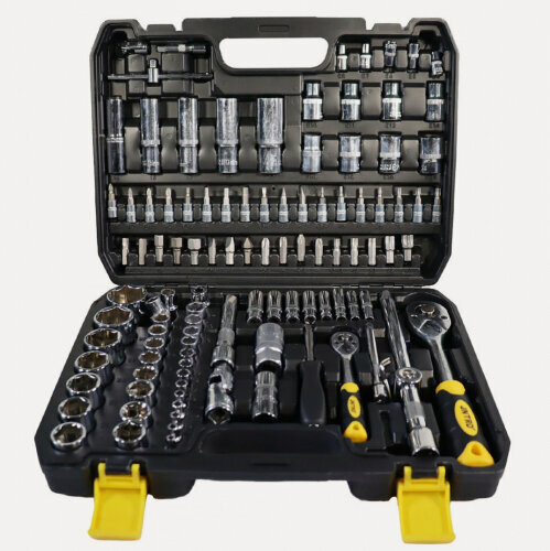 Изображение товара Набор ручных инструментов для авто Jntrd J-10108, 108 предметjd, трещотка 24 зубца 1/2", 1/4"