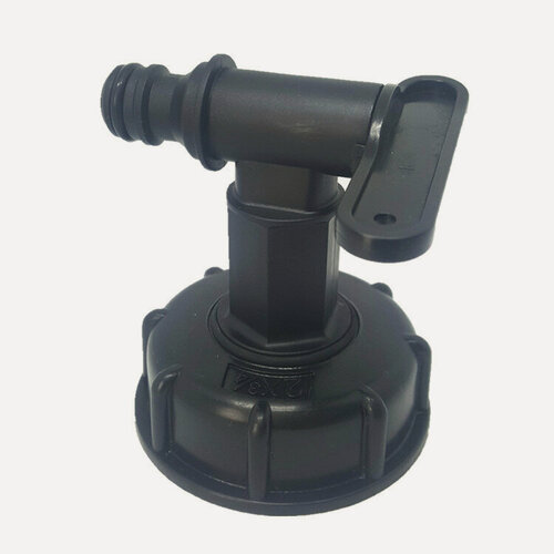 Изображение товара Кран на Еврокуб с переходом на быстроразъем угловой черный с фум-лентой