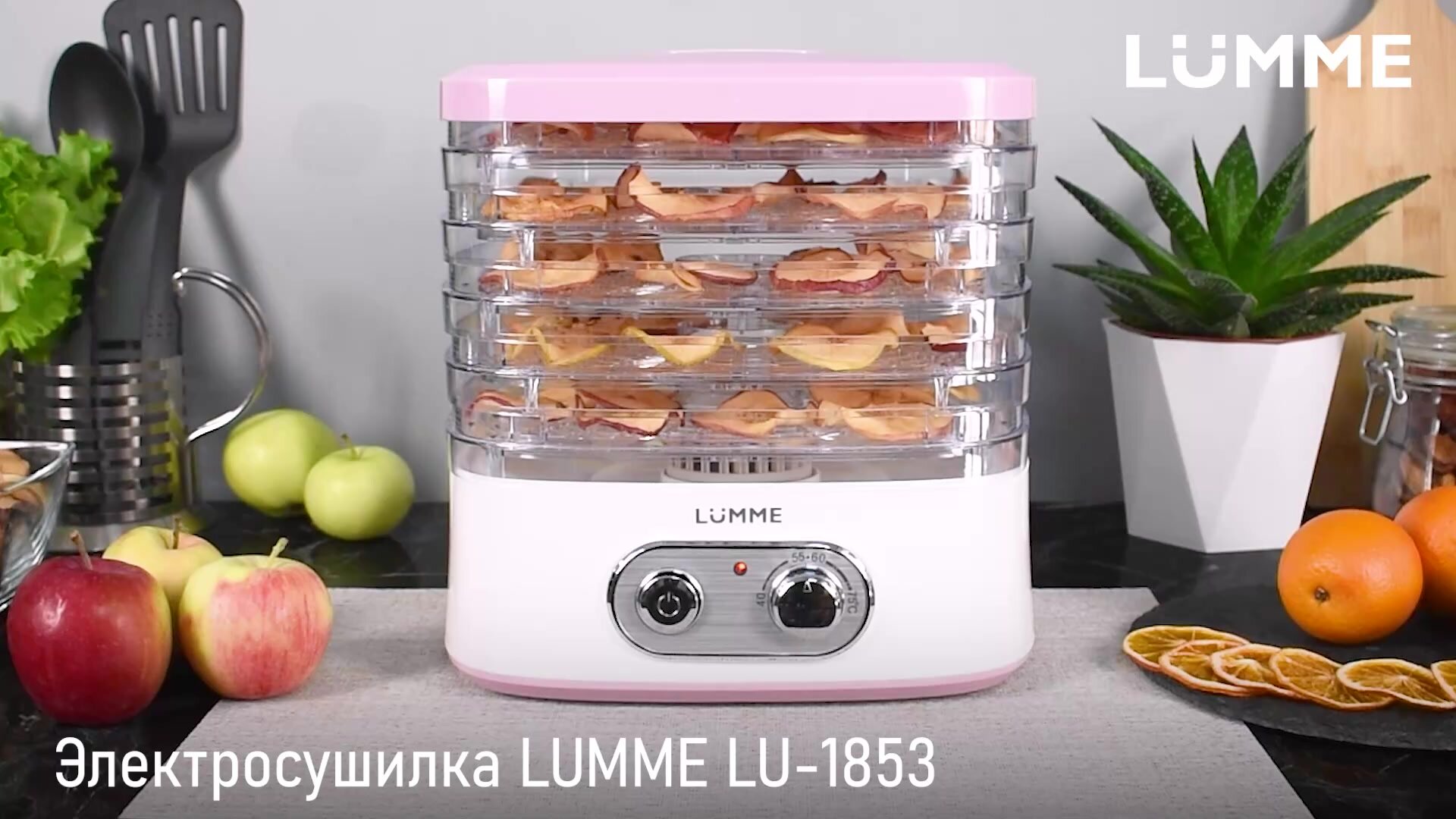 Дегидратор сушилка для овощей электросушилка LUMME LU-1853 5 поддонов черный жемчуг — фото 1