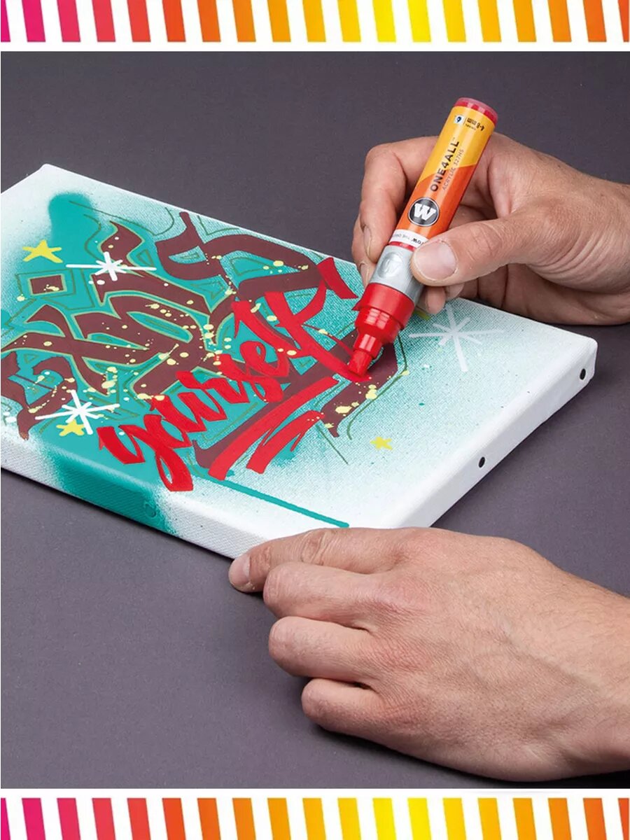 Маркер акриловый Molotow "327HS" ONE4ALL 4-8 мм Золото - фото №6