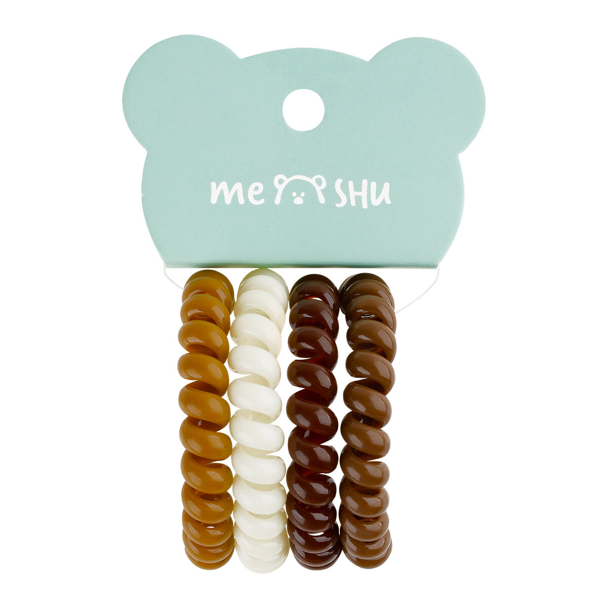 8 шт. Резинки для волос MESHU, пружинки, коричневые ассорти, 4шт, диаметр 4,5см, европодвес