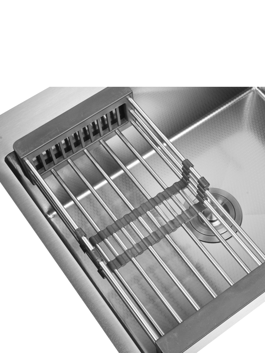 Мойка для кухни STEIN 60х50 из нержавеющей стали, графитовая , с сифоном ведерко, дозатором и коландером ST6050B — фото 1