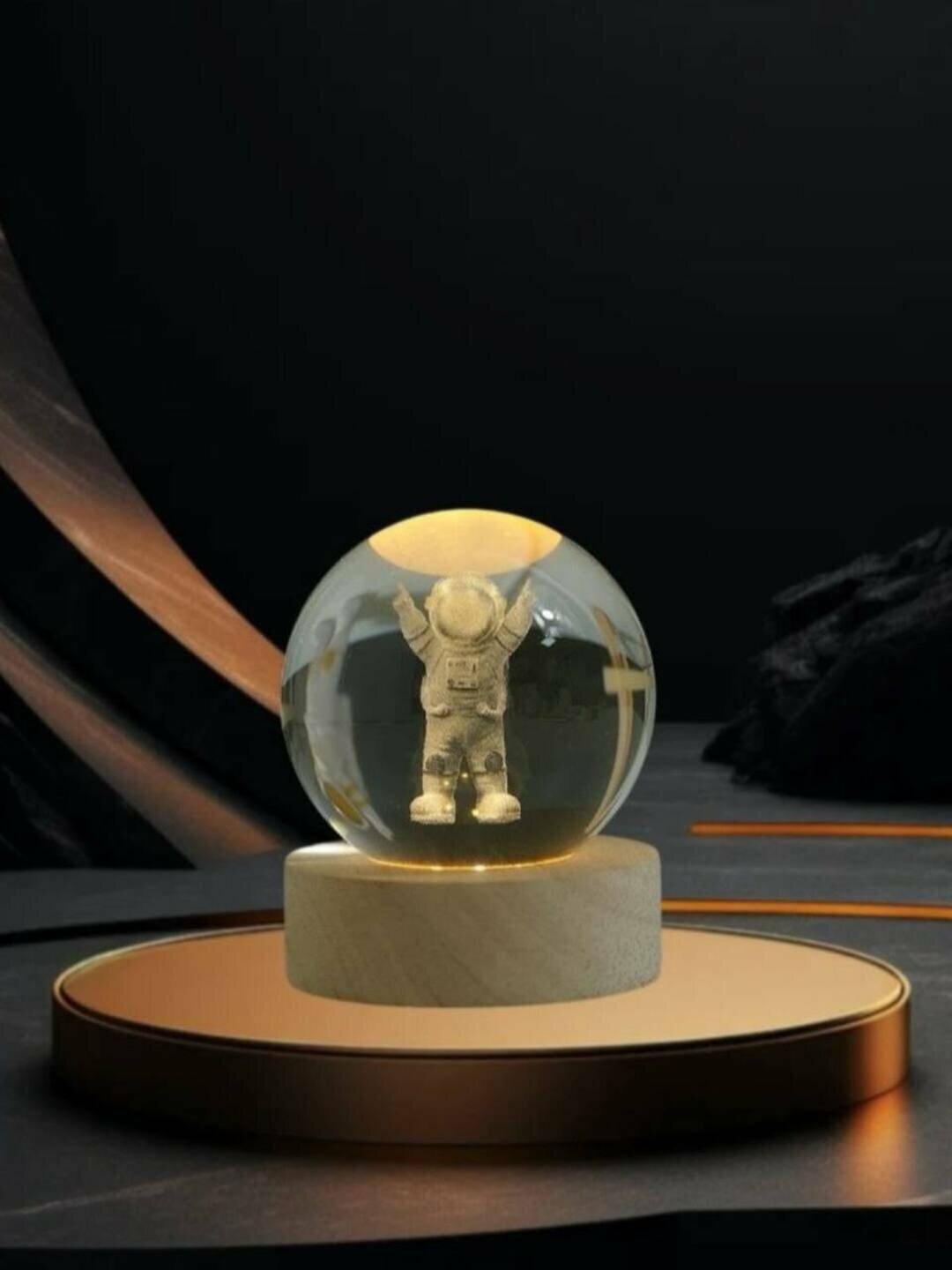 3D Ночник Сфера – Космос, Луна, Любовь и Планеты / USB / Деревянная подставка