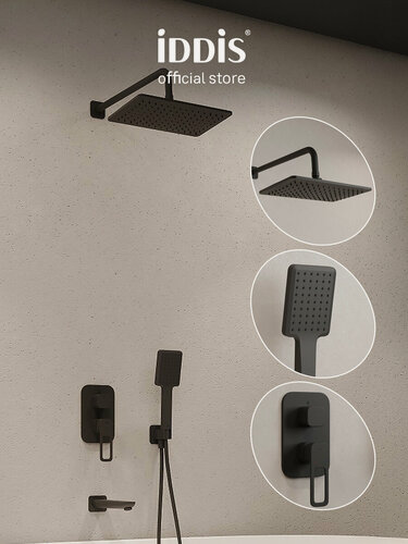 Изображение товара Душевая система IDDIS Slide SLIBL03i68 с тропическим душем черный матовый
